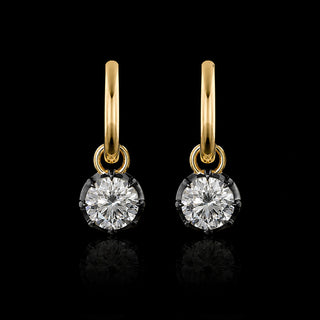 Georgian Round Lab Grown Diamond Huggie Drop Earrings