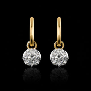 Georgian Round Lab Grown Diamond Huggie Drop Earrings