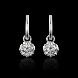 Georgian Round Lab Grown Diamond Huggie Drop Earrings