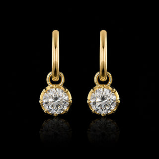 Georgian Round Lab Grown Diamond Huggie Drop Earrings