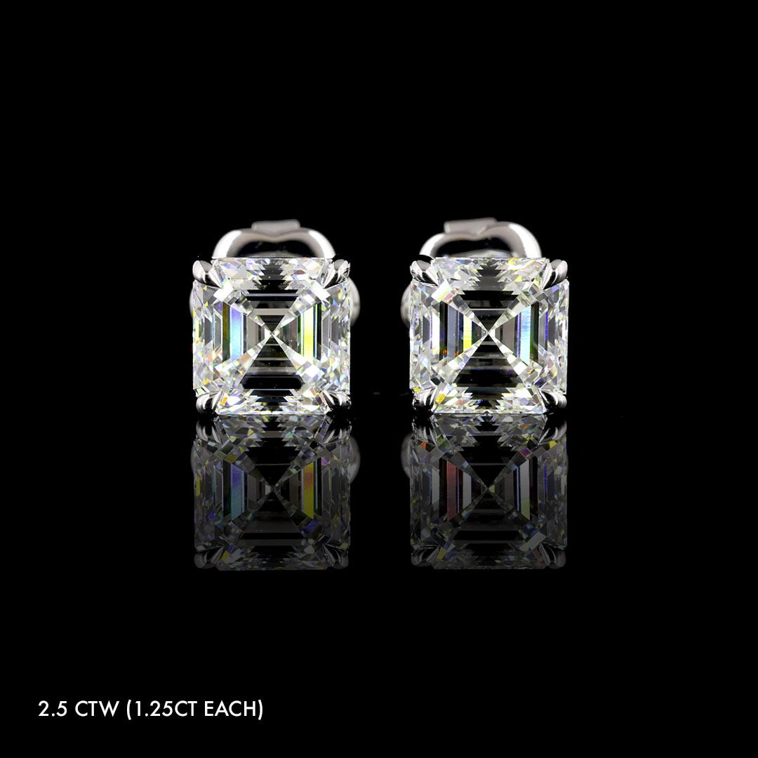 Lab Grown Diamond Asscher Studs