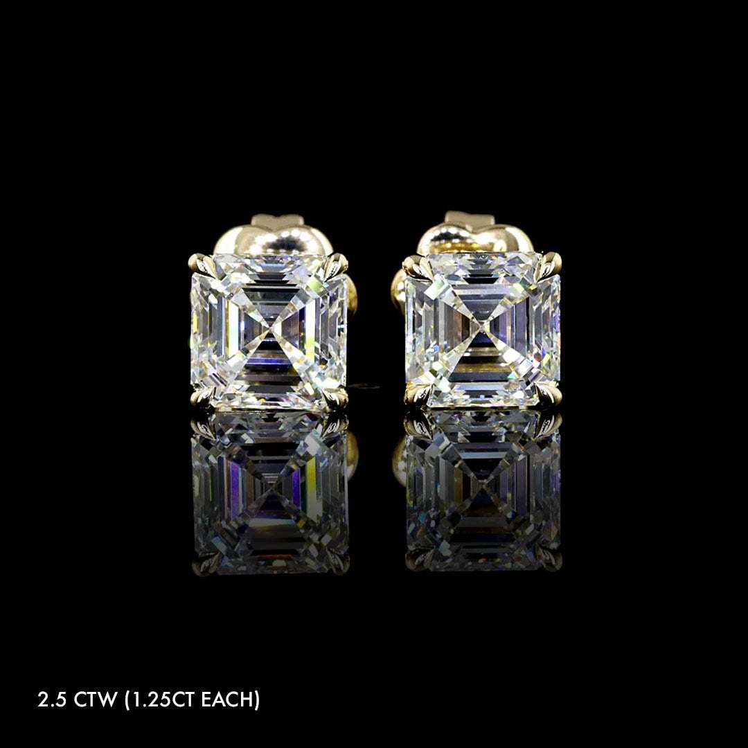 Lab Grown Diamond Asscher Studs