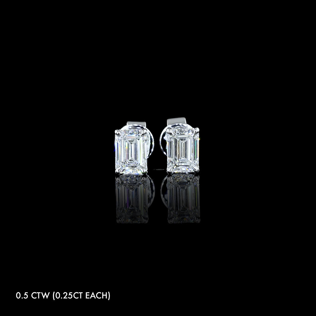 Mini Lab Grown Diamond Emerald Studs