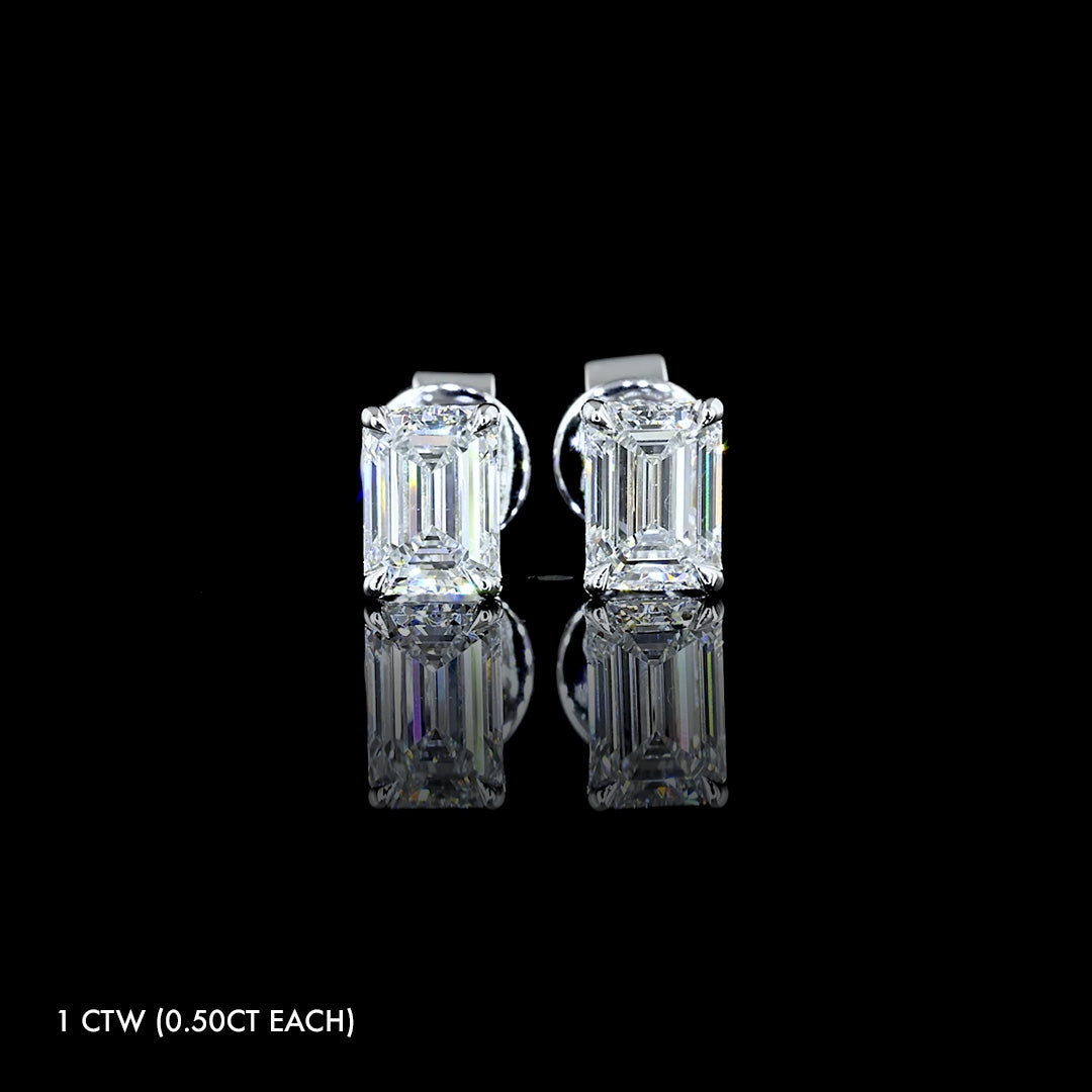 Petite Lab Grown Diamond Emerald Studs