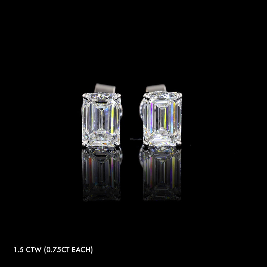 Petite Lab Grown Diamond Emerald Studs