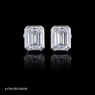 Lab Grown Diamond Emerald Bezel Studs