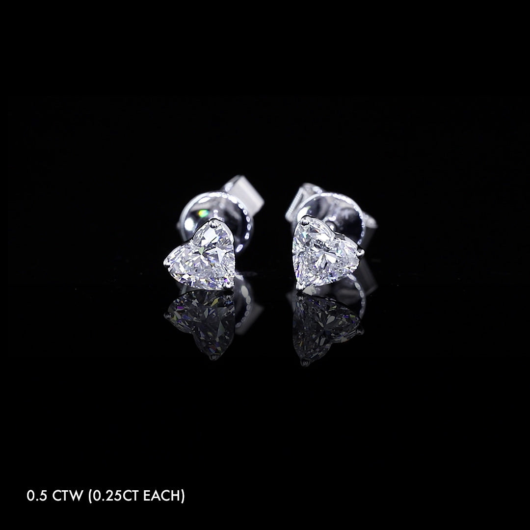 Mini Lab Grown Diamond Heart Studs