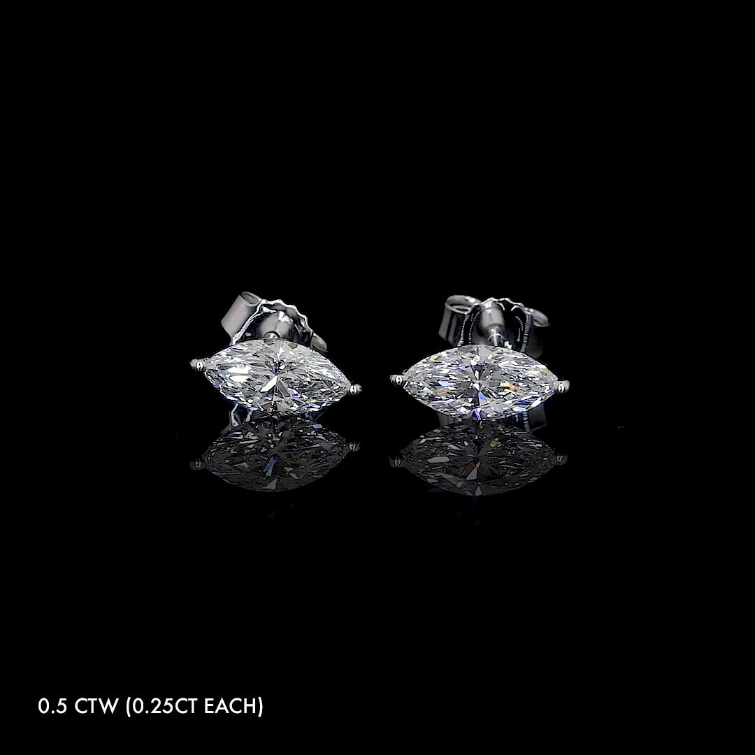 Mini Lab Grown Diamond Marquise Studs