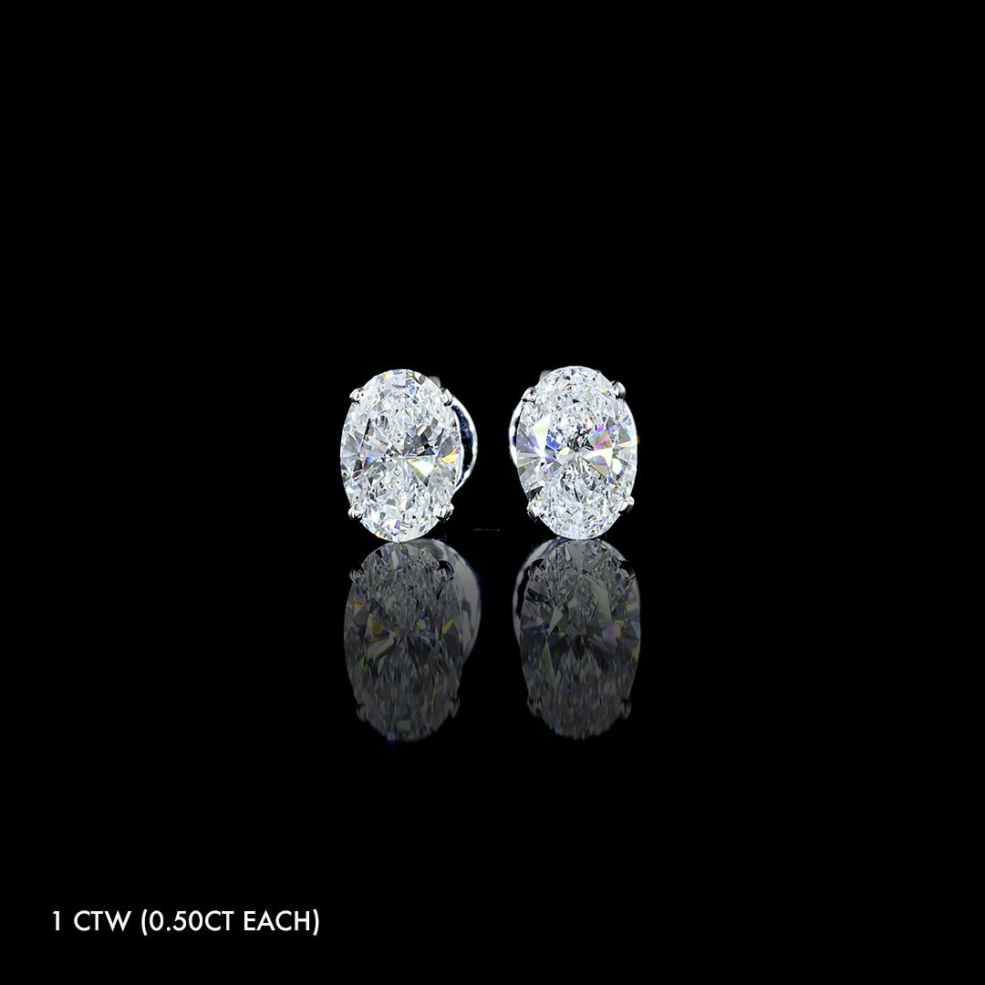 Petite Lab Grown Diamond Oval Studs