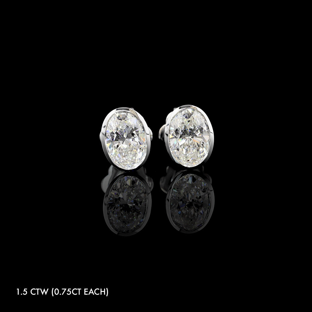 Lab Grown Diamond Oval Bezel Studs