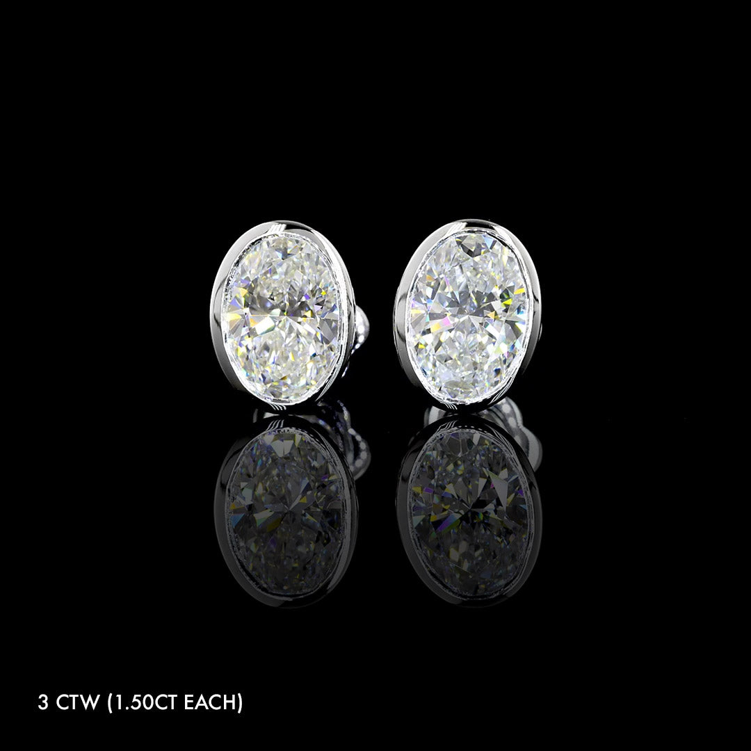 Lab Grown Diamond Oval Bezel Studs