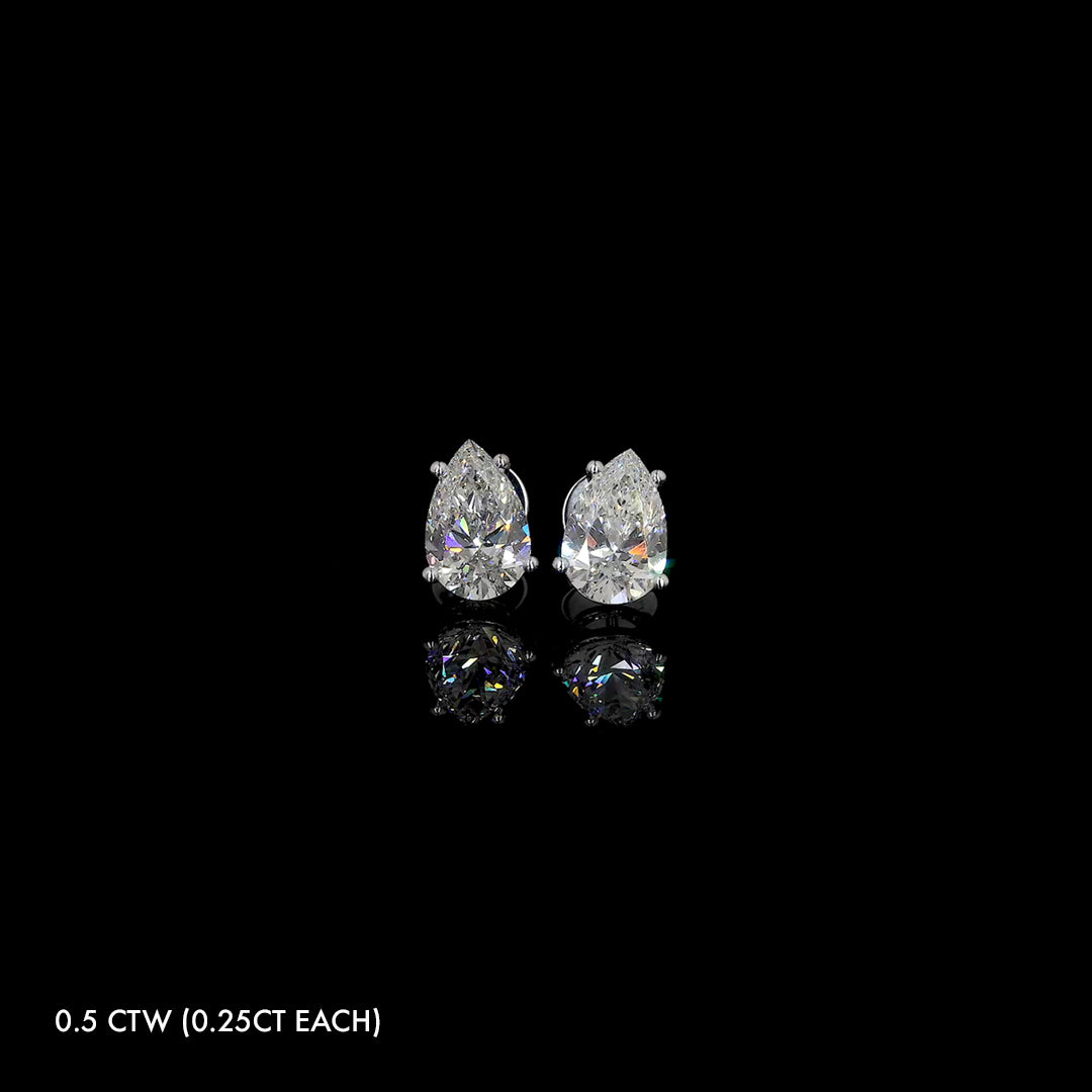 Mini Lab Grown Diamond Pear Studs