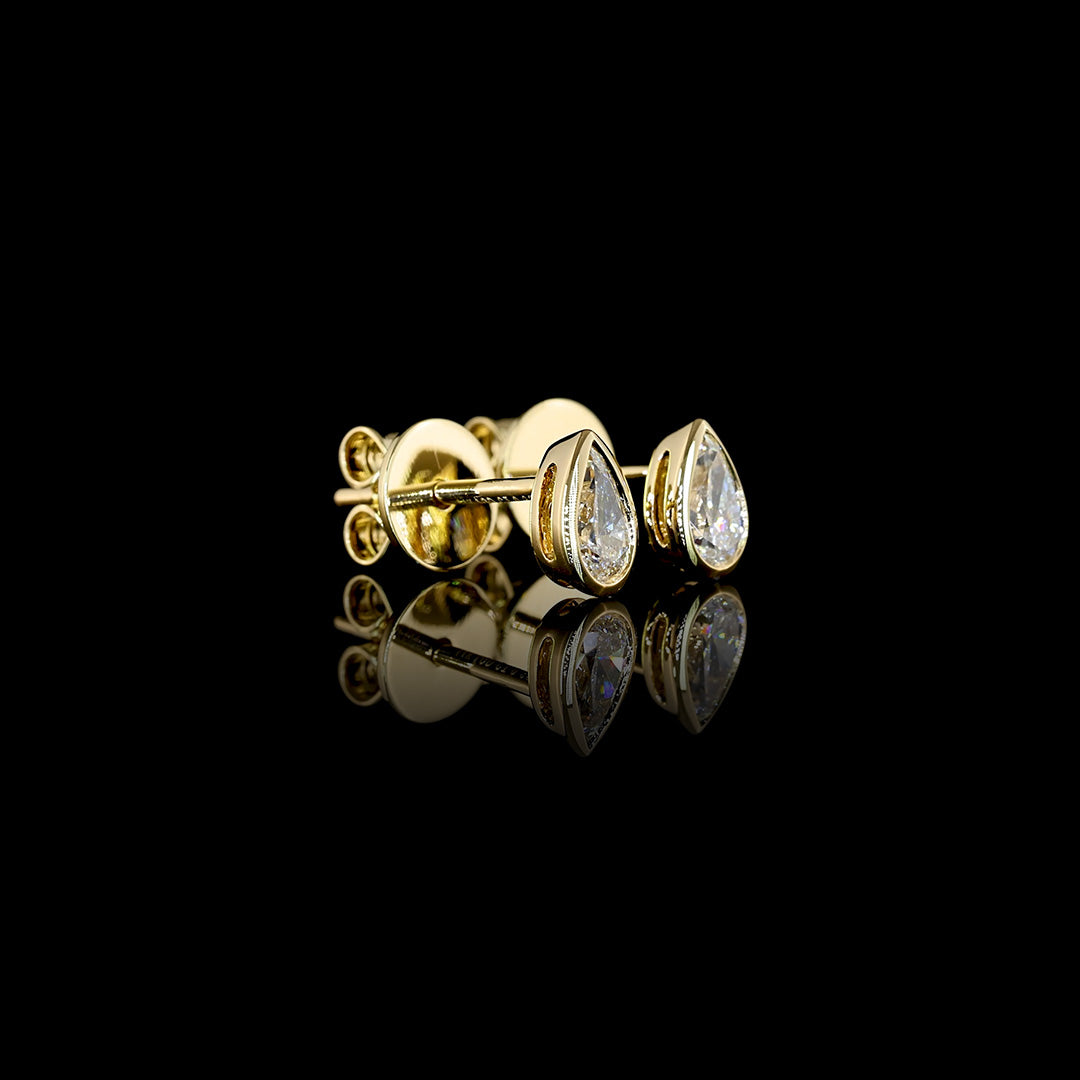 Mini Lab Grown Diamond Pear Bezel Studs