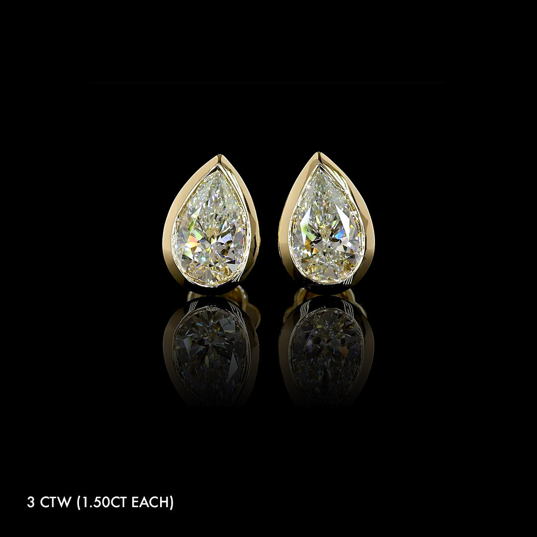 Lab Grown Diamond Pear Bezel Studs