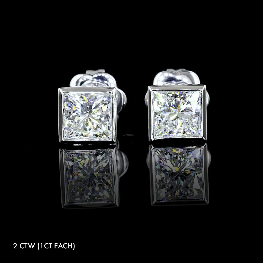 Lab Grown Diamond Princess Bezel Studs