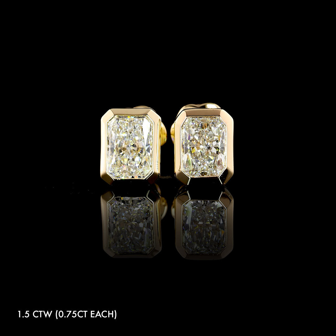 Lab Grown Diamond Radiant Bezel Studs