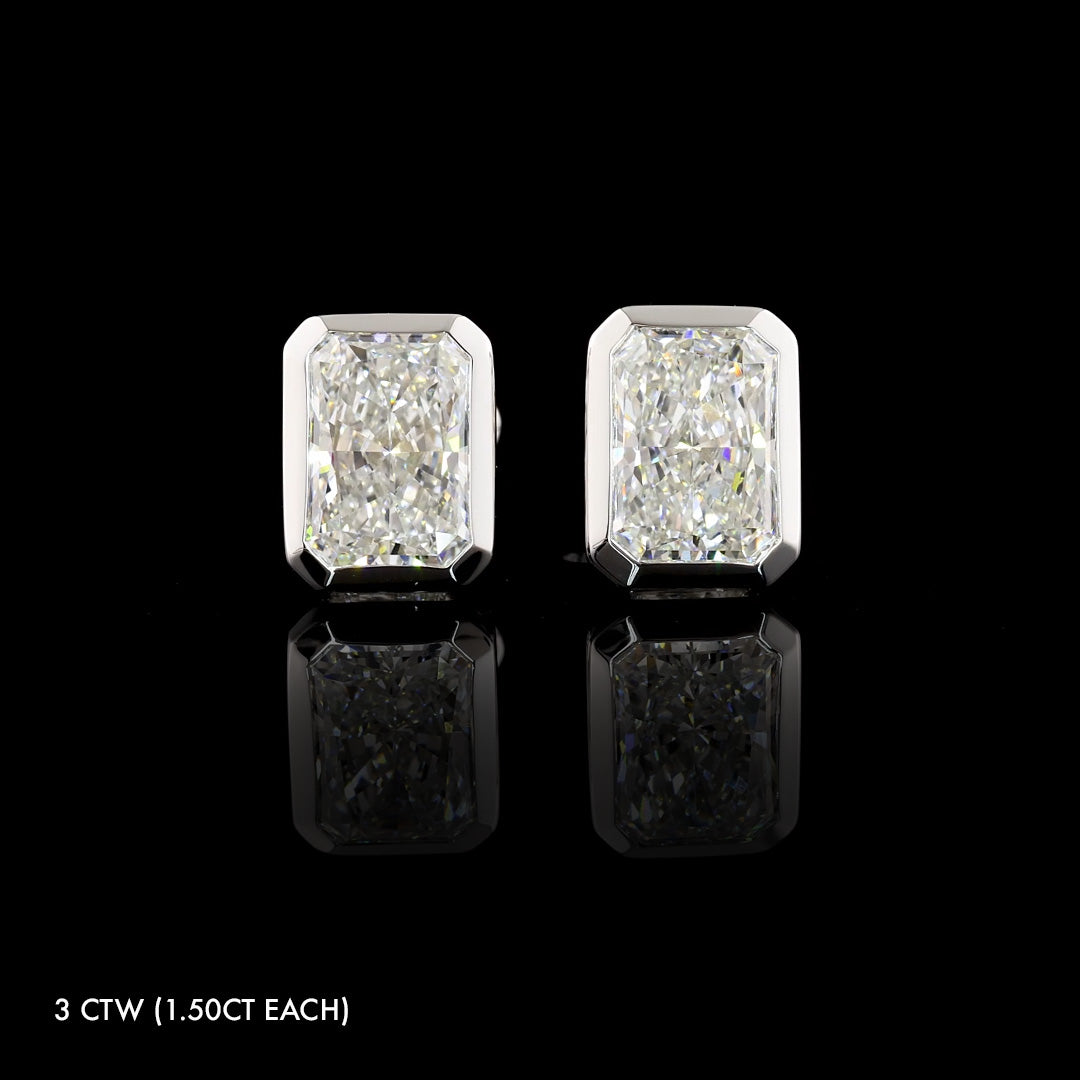 Lab Grown Diamond Radiant Bezel Studs