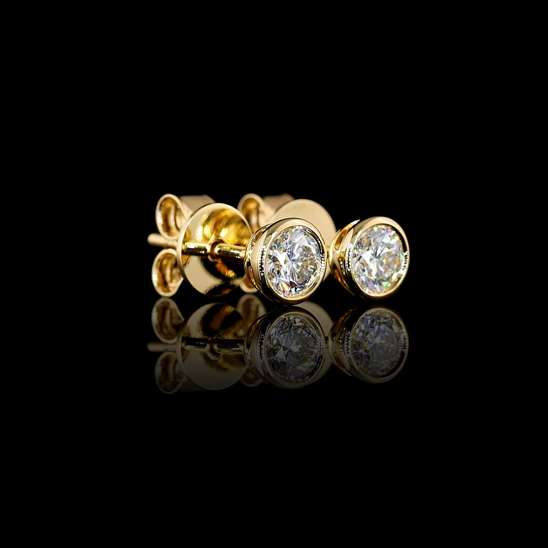 Mini Lab Grown Diamond Round Bezel Studs