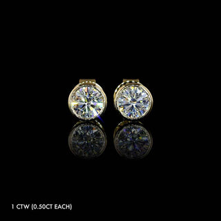 Petite Lab Grown Diamond Round Martini Bezel Studs