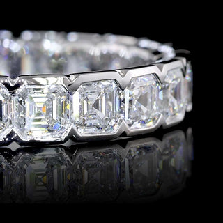 3 CTW Asscher Half Bezel Lab Grown Diamond Eternity Band