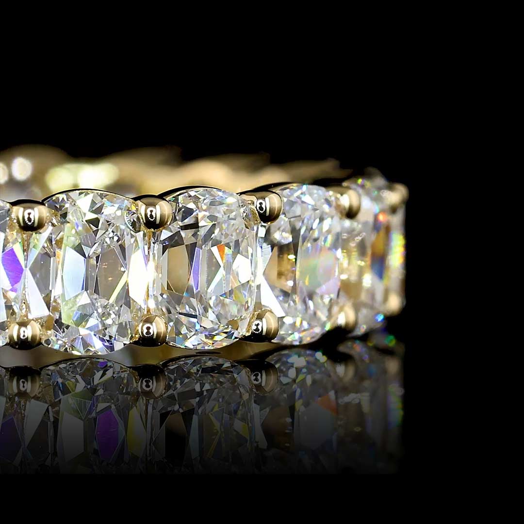 3 CTW Antique Cushion Lab Grown Diamond Eternity Band