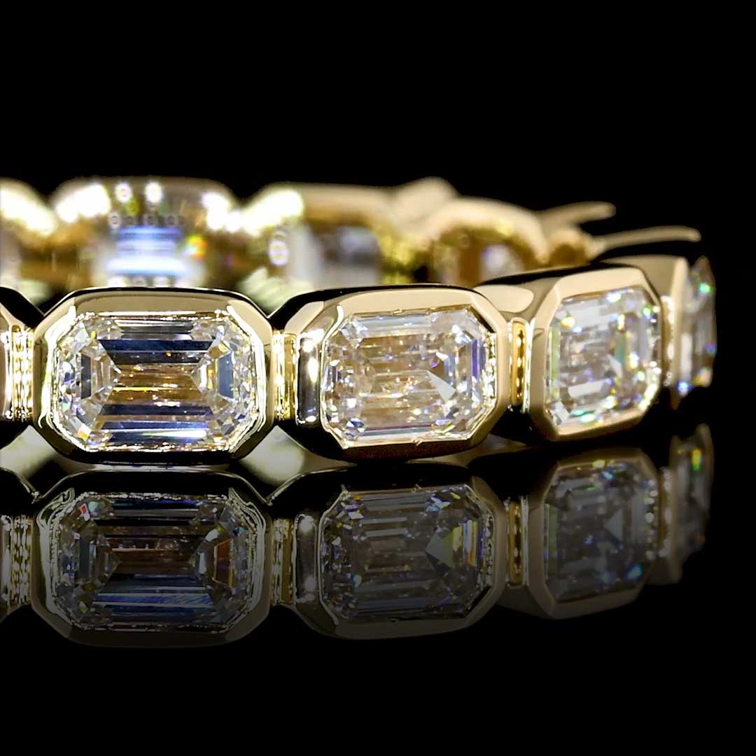 1.5 CTW East-West Emerald Bezel Lab Grown Diamond Eternity Band