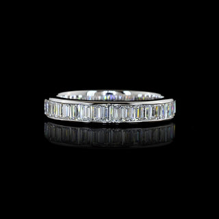 Channel Set Baguette Half Eternity Wedding Band
