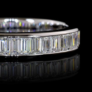 Channel Set Baguette Half Eternity Wedding Band