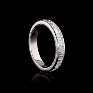 Channel Set Baguette Half Eternity Wedding Band