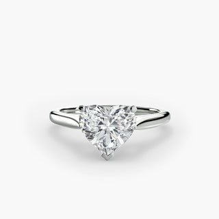 Cathedral solitaire engagement ring setting in white gold, featuring a heart-shaped lab grown diamond. || #metal_white gold|platinum #diamond shape_heart