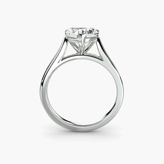 Cathedral solitaire engagement ring setting in white gold, side profile view, featuring a heart-shaped lab grown diamond. || #metal_white gold|platinum #diamond shape_heart