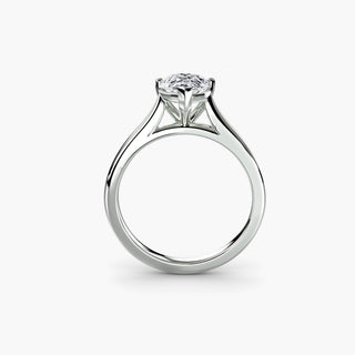 Cathedral solitaire engagement ring setting in white gold, side profile view, featuring a pear-shaped lab grown diamond. || #metal_white gold|platinum #diamond shape_pear