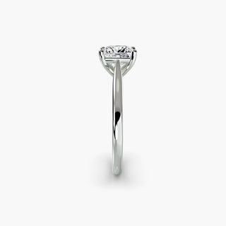 Cathedral solitaire engagement ring setting in white gold showing the tapered band profile, with a princess-cut lab grown diamond. || #metal_white gold|platinum #diamond shape_princess