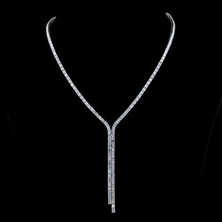 LabGrownDiamonds.com emerald lab-grown diamond lariat necklace with 15 carats total weight and 150 sparkling 10-point diamonds in white gold