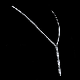 LabGrownDiamonds.com 15 CTW emerald lab-grown diamond lariat Y necklace with 150 emeralds on white gold chain.