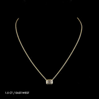 Emerald Lab Grown Diamond Bezel Solitaire Pendant Necklace