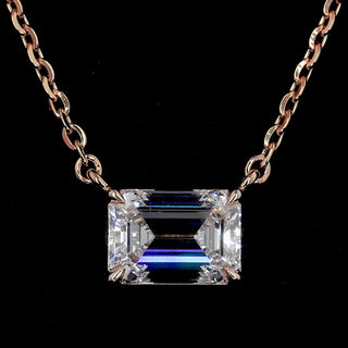 Emerald Lab Grown Diamond Solitaire Pendant Necklace