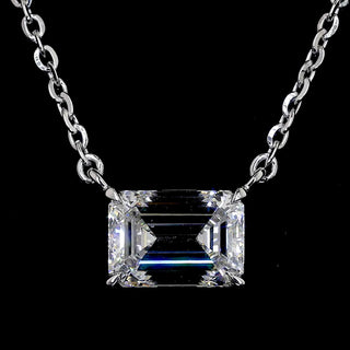 Emerald Lab Grown Diamond Solitaire Pendant Necklace