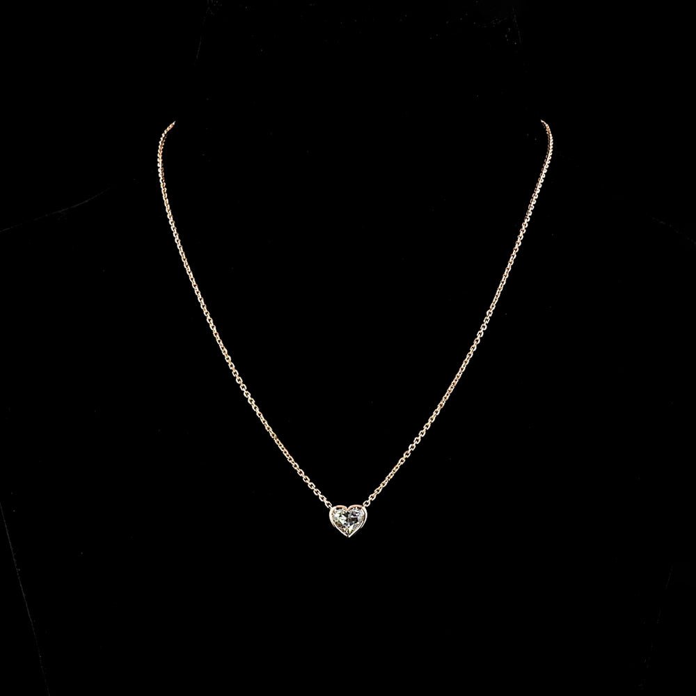 Heart Lab Grown Diamond Bezel Solitaire Pendant Necklace