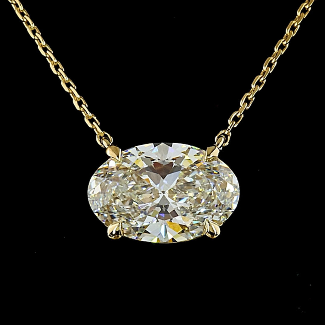 Oval Lab Grown Diamond Solitaire Pendant Necklace