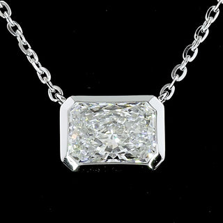 Radiant Lab Grown Diamond Bezel Solitaire Pendant Necklace
