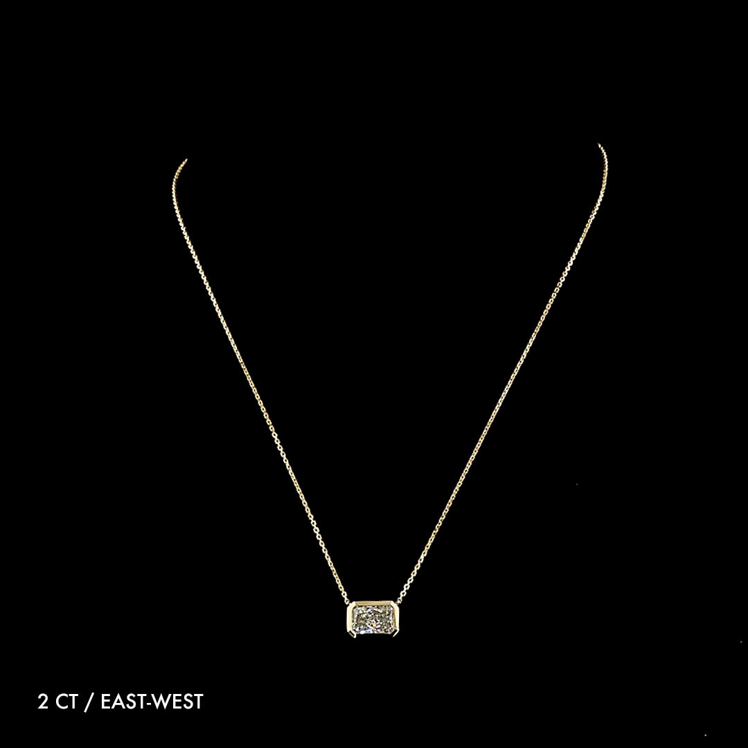 Radiant Lab Grown Diamond Bezel Solitaire Pendant Necklace