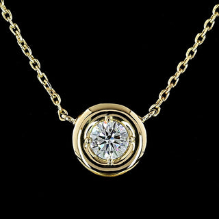 Round Puffy Bezel Lab Grown Diamond Pendant Necklace