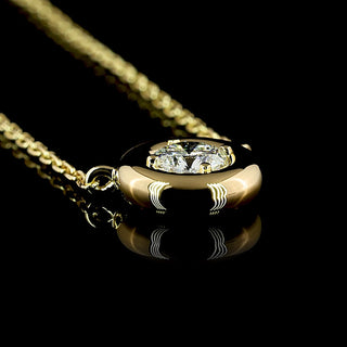 Round Puffy Bezel Lab Grown Diamond Pendant Necklace