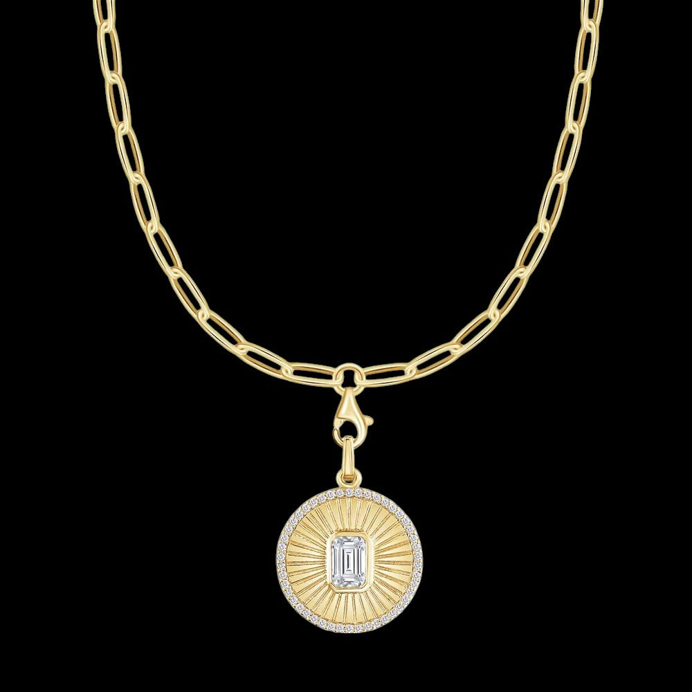 Lab Grown Diamond Round Disc Pendant Necklace