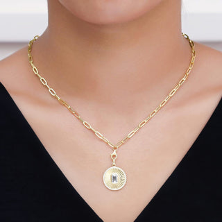 Lab Grown Diamond Round Disc Pendant Necklace