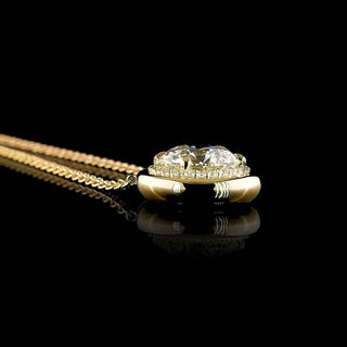 Round Lab Grown Diamond Bezel Halo Button Pendant Necklace