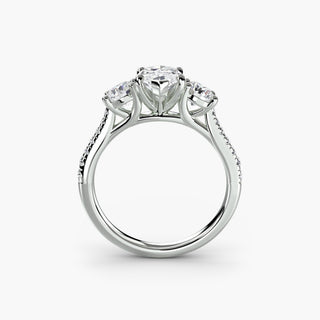 Three stone cathedral pavé engagement ring setting with marquise accents in white gold from LabGrownDiamonds.com
