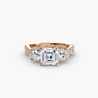 Three-Stone Twisted Pavé Engagement Ring
