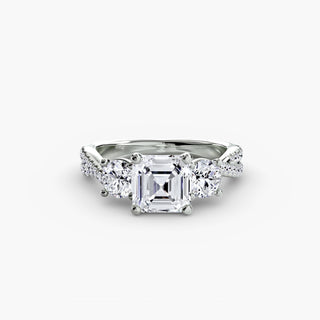 Three-Stone Twisted Pavé Engagement Ring